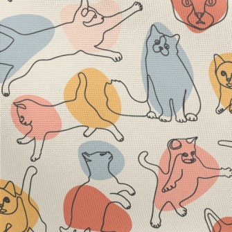 Colorful Color Block Line Cat Pongee
