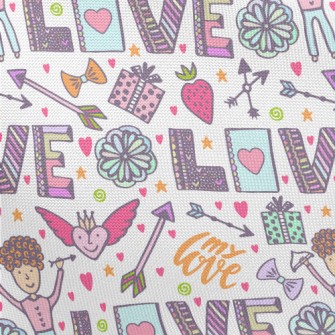 Cartoon Love And Peace Pongee