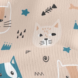 Playful Cat Fish Bones Stretch Jersey
