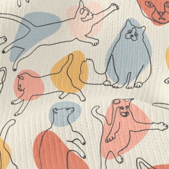 Colorful Color Block Line Cat Stretch Jersey