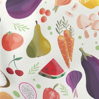 Watercolor Depiction Of Fruits Lightweight Cotton Poplin