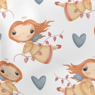 Melancholic Little Girl Angel Lightweight Cotton Poplin