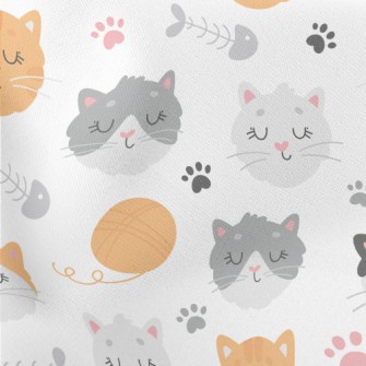 Cute Little Kitten With Eyes C Lightweight Cotton Poplin