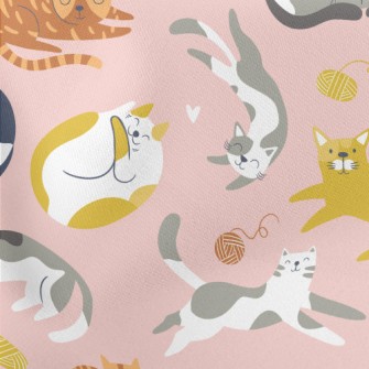 Kitten Chasing Yarn And Playin Lightweight Cotton Poplin