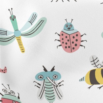 Collection Of Funny Insects Lightweight Cotton Poplin