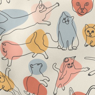 Colorful Color Block Line Cat Lightweight Cotton Poplin