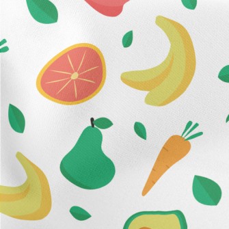 Grapefruit Banana Fruits And V Lightweight Cotton Poplin