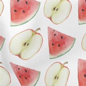 Sliced Apple Watermelon Lightweight Cotton Poplin