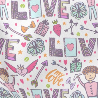 Cartoon Love And Peace Lightweight Cotton Poplin