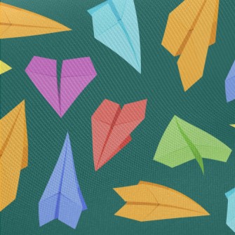 Colorful And Fun Paper Airplan Midweight Cotton Poplin