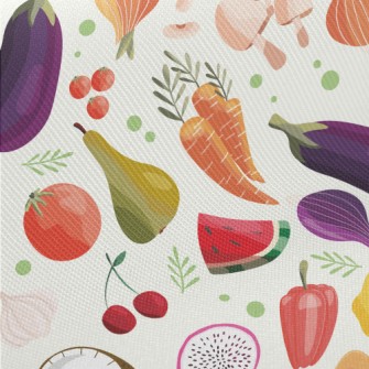 Watercolor Depiction Of Fruits Midweight Cotton Poplin