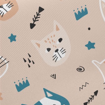 Playful Cat Fish Bones Midweight Cotton Poplin