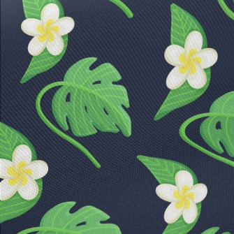 Plumeria Tropical Leaves Midweight Cotton Poplin