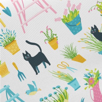 Black Cat Hanging Out In The G Midweight Cotton Poplin