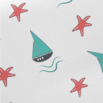 Leisurely Sailing Sailboat Midweight Cotton Poplin