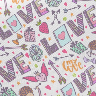 Cartoon Love And Peace Midweight Cotton Poplin