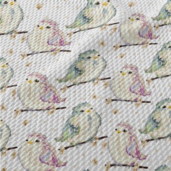 Hand Drawn Colorful Sparrow Birdseye Piqué