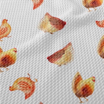 Watercolor Hand Drawn Hen Birdseye Piqué