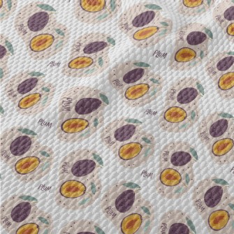 Cute Hand Drawn Plums Birdseye Piqué