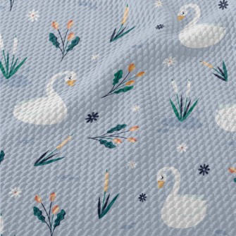 Elegant Swan By The Lake Birdseye Piqué