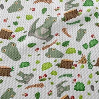 Cartoon Forest Crocodile Birdseye Piqué