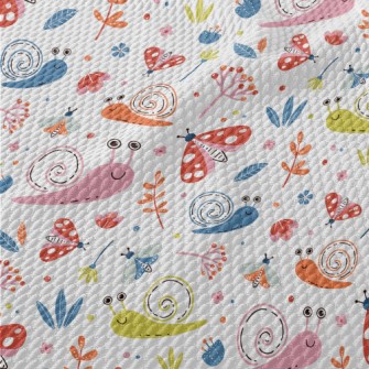Colorful Snail And Butterfly Birdseye Piqué