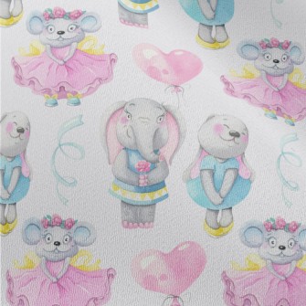 Hand Drawn Girly Animals Chiffon