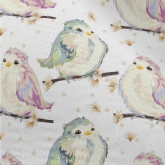Hand Drawn Colorful Sparrow Chiffon