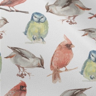 Watercolor Hand Drawn Birds Chiffon