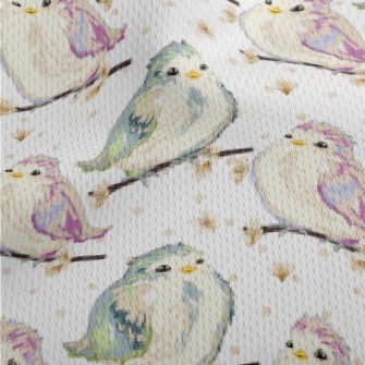 Hand Drawn Colorful Sparrow Athletic Mesh Flat Back
