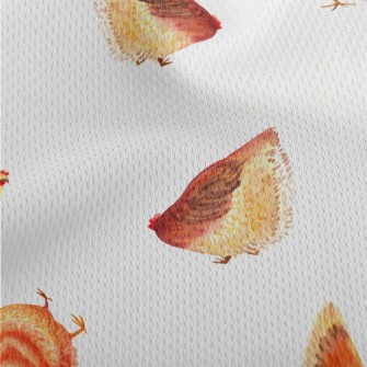 Watercolor Hand Drawn Hen Athletic Mesh Flat Back
