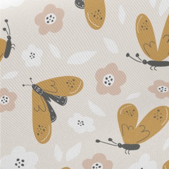 Hand Drawn Cartoon Butterfly Twill