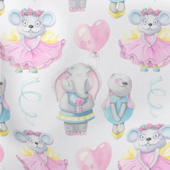 Hand Drawn Girly Animals Stretch Ponte