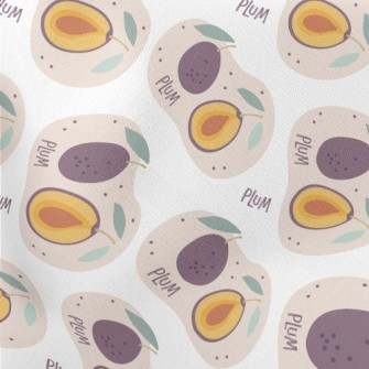 Cute Hand Drawn Plums Stretch Ponte