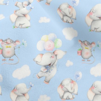 Hand Drawn Mouse And Elephant Micro Fleece