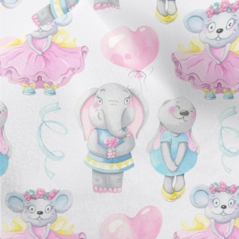 Hand Drawn Girly Animals Micro Fleece