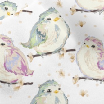 Hand Drawn Colorful Sparrow Micro Fleece