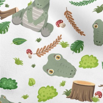 Cartoon Forest Crocodile Micro Fleece