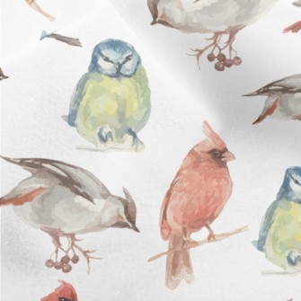 Watercolor Hand Drawn Birds Micro Fleece