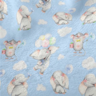 Hand Drawn Mouse And Elephant Minky