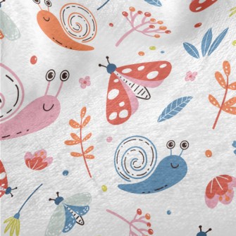 Colorful Snail And Butterfly Minky