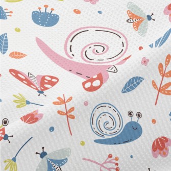 Colorful Snail And Butterfly Piqué