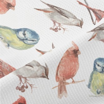 Watercolor Hand Drawn Birds Piqué