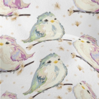 Hand Drawn Colorful Sparrow Lightweight Performance Linen