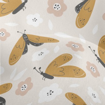Hand Drawn Cartoon Butterfly Lightweight Performance Linen