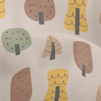 Hand Drawn Autumn Forest Lightweight Performance Linen