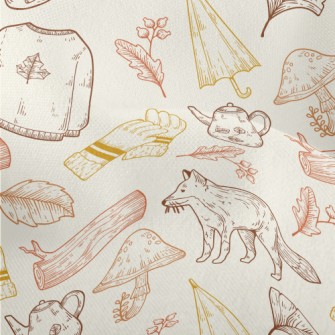 Hand Drawn Harvest Festival El Lightweight Performance Linen