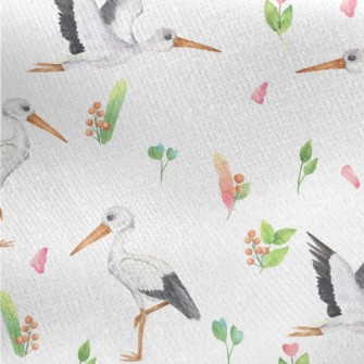 Birds And Plants Jersey Backed Fleece