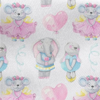 Hand Drawn Girly Animals Jersey Backed Fleece