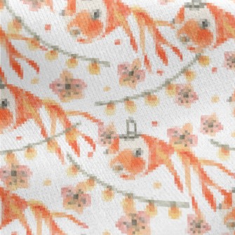 Japanese Goldfish Lantern Jersey Backed Fleece
